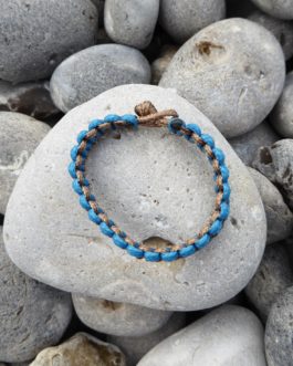 bracelet bicolore marron et bleu 16cm