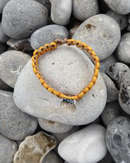 Bracelet perle jaune et marron 19cm