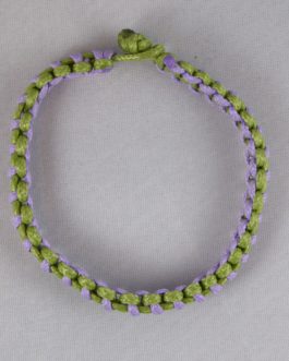 Bracelet entrelacé vert et mauve 21cm