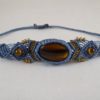 bracelet macramé bleu oeil-de-tigre