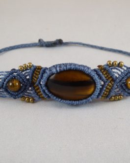 Bracelet Macramé Bleu Oeil-de-Tigre