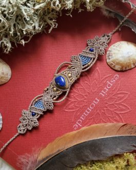 Bracelet macramé Lapis-lazuli Sable Enora Asymétrique