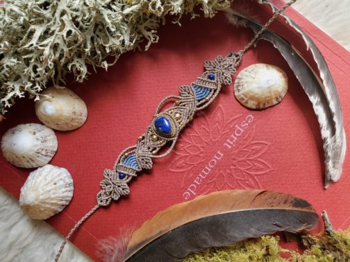 bracelet macramé lapis-lazuli sable