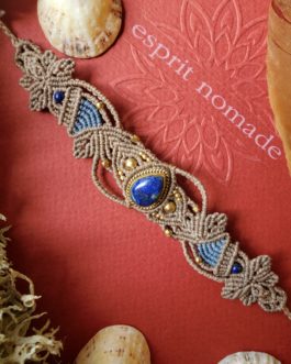 Bracelet macramé Lapis-lazuli Sable Enora Asymétrique