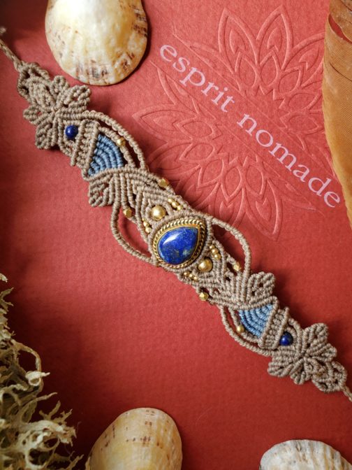 bracelet macramé lapis-lazuli sable